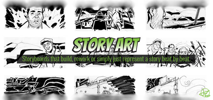 Storyboards that build, rework or simply just represent a story beat by beat.